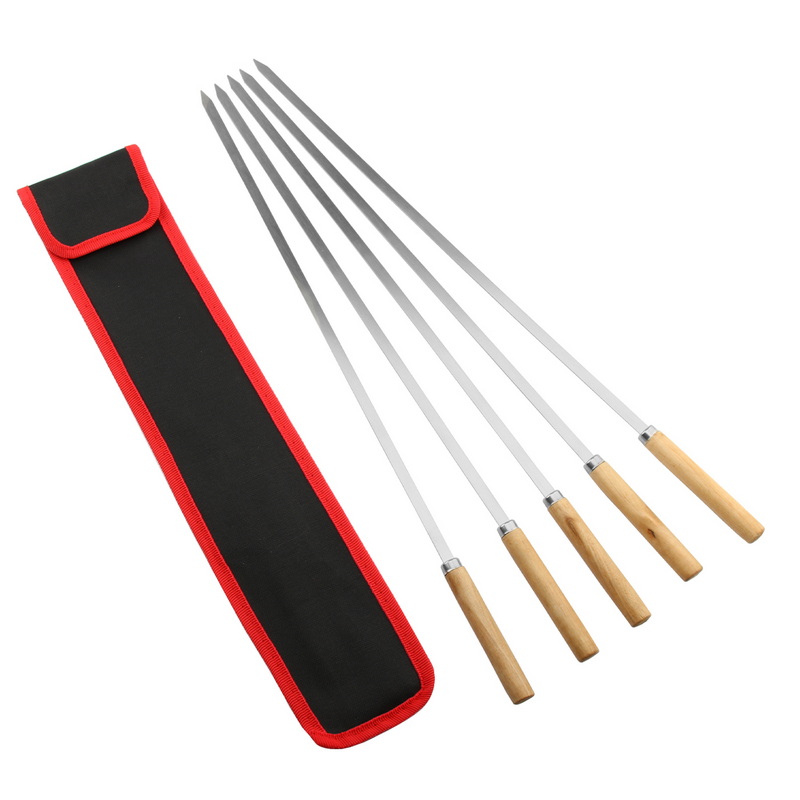 SK-2108 High Quality Stainless Steel BBQ Skewers Set Metal Barbecue Tools With Included Bag