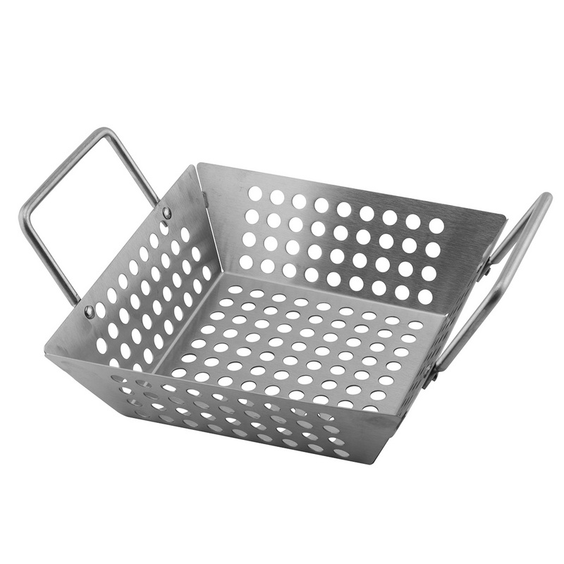 BT-5107 Stainless Steel Square Bbq Grill Basket Pan High Quality Barbecue Grill Tray