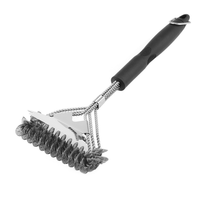 BQ-6124 Stainless Steel BBQ Accessories BBQ Grill Brush Steam Cleaning Grill Brush and Scraper