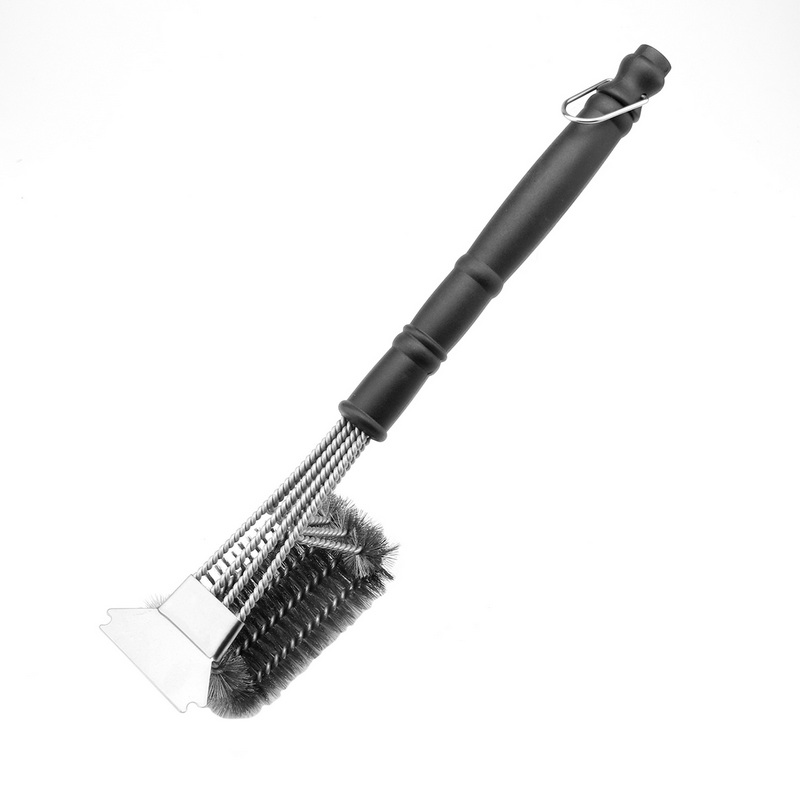 BQ-6126 Factory Price Barbecue Grill Brush With Scraper BBQ Accessories Cleaning Brush