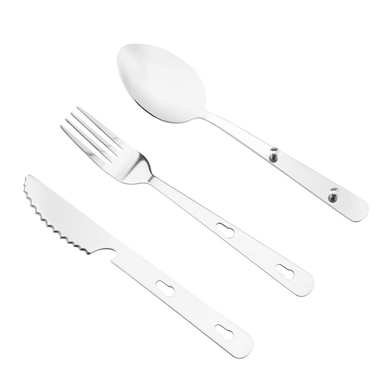 CT-8032 3-in-1 Stainless Steel Portable Cutlery Set Reusable Outdoor Travel Utensils Tableware