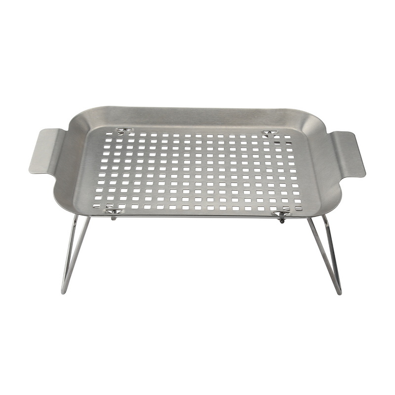 RQ-8124-S Perforated Food Tray Stainless Steel Bbq Grilling Basket Garden BBQ Topper Rack