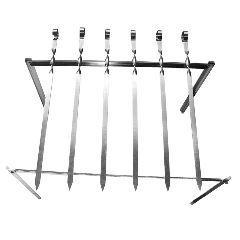 RQ-8114 Camping Barbecue Accessories Bbq Kebab Skewers 6PCS Skewers With Iron Rack