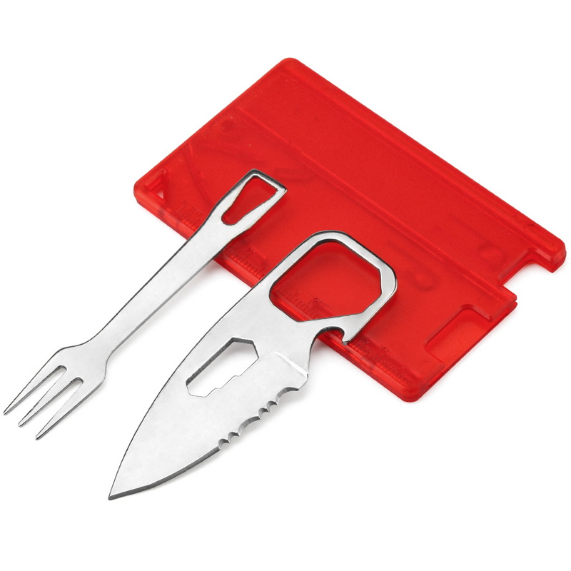 PT-8826 Red Wholesale Outdoor Multi Card Camping Multi Function Survival Tableware Tools