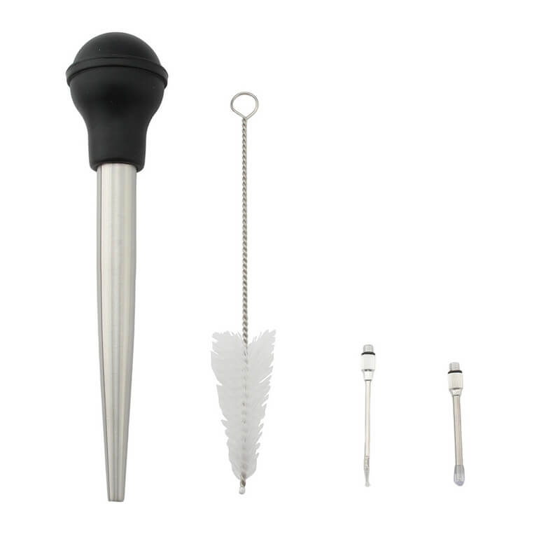 BS-3213 Food Grade 304 Stainless Steel 4PCS Turkey Baster Set Kitchen Tools Silicone Oil Needle