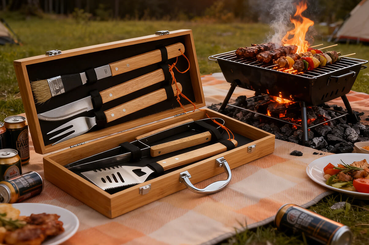 The Art of Stainless Steel and Wooden Handle Barbecue - How This Set of Grilling Tools Unlocks a New Experience of Outdoor Delicacies