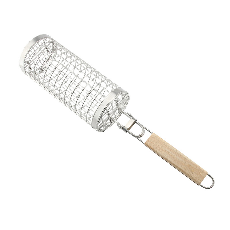 Factory Direct Rolling Grilling Basket Outdoor Grilling Charcoal Round BBQ Rolling Cage