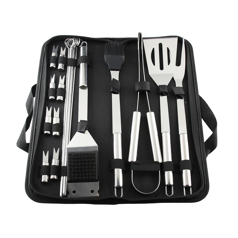 BS-3210 Customizable 20-Piece Stainless Steel BBQ Tool Set Grill Accessories Kit with Storage Bag