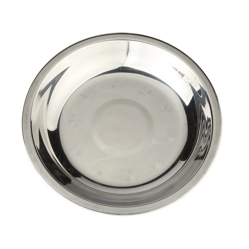 CT-8075-S Durable Stainless Steel Shiny Polished Camping Plate for Outdoor Meals