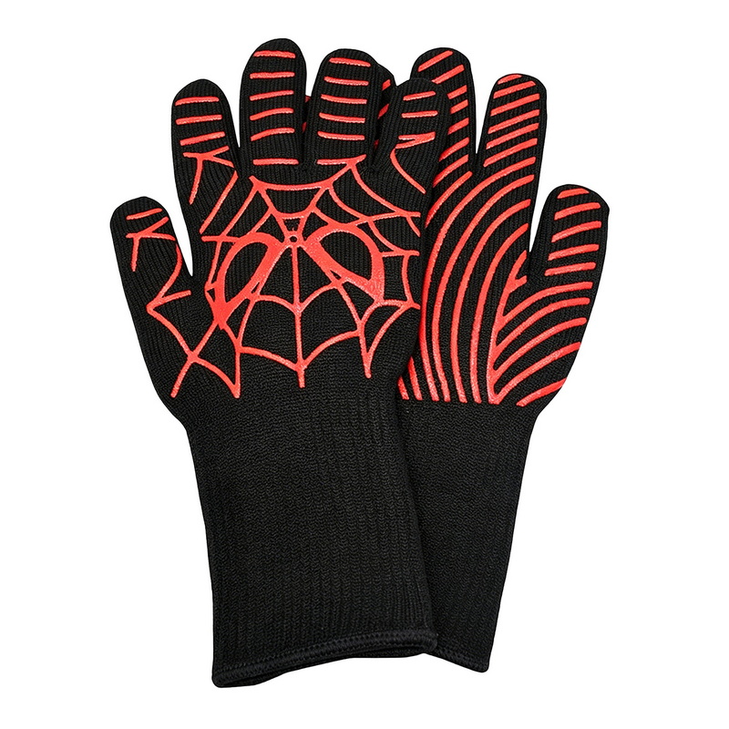 HG-7706 Heat Resistant BBQ Gloves Non-Slip Silicone High Temperature Oven Grill Cooking Gloves