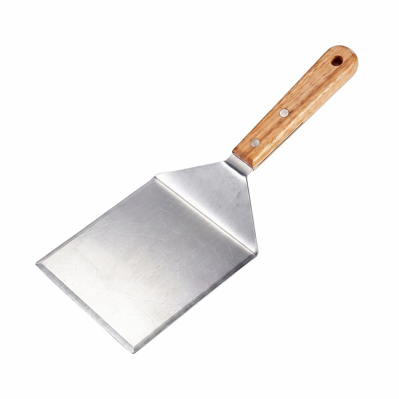 PS-2033 Wide Square Stainless Steel Pizza Spatula with Wooden Handle Heavy Duty Griddle Turner